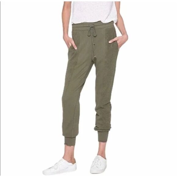 Joie Domanique Jogger Pants L Green Stretch Knit Pockets Fitness Yoga Pull-On - Picture 1 of 9